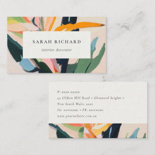 Tarjeta De Visita Chic Boho Colorido Pájaro del Paraíso Floral Pinta