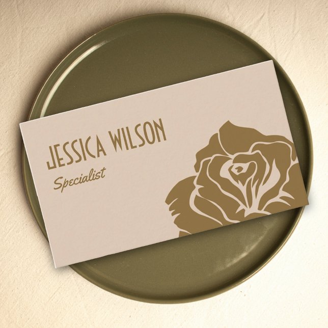Tarjeta De Visita Chic earthy beige pastel gold flower professional (Earthy beige pastel gold flower professional business card)