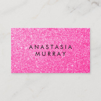 Tarjeta De Visita Chic, Femenina y Glam Negra Brillo Rosa Fucsia