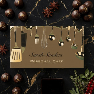 Tarjeta De Visita Chic glamor Chef Personal Catering Gold