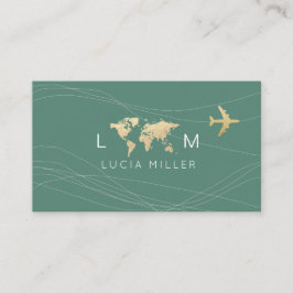 Tarjeta De Visita Chic Green Business Card for a travel agent