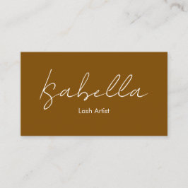 Tarjeta De Visita Chic Handwritten Brown Lash Artist