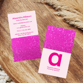 Tarjeta De Visita Chic Hot Pink Branding con Destellos