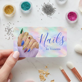 Tarjeta De Visita Chic Iridescent Opal Manicurist Nail Artist Studio