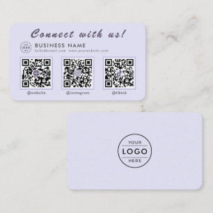 Tarjeta De Visita Chic Lavanda 3 Código QR Multi Social