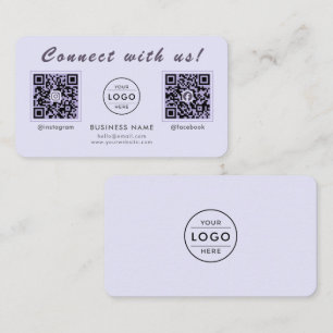 Tarjeta De Visita Chic Lavanda Código QR Dual Multi Social