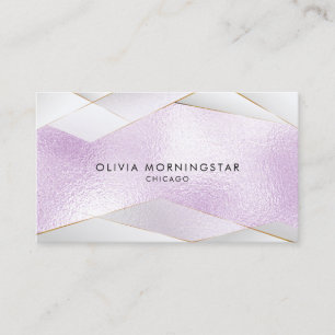 Tarjeta De Visita Chic Lila Hielo Vidrio Facetas Dorado Blanco