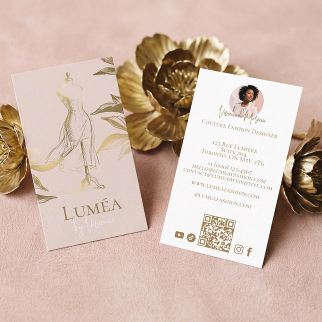 Tarjeta De Visita Chic Luxury Blush Pink Gold Beauty Couture Fashion (Chic Luxury Blush Pink Gold Beauty Couture Fashion Business Card)