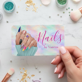 Tarjeta De Visita Chic Manicurist Artist Iridescent Opal Nail Salon