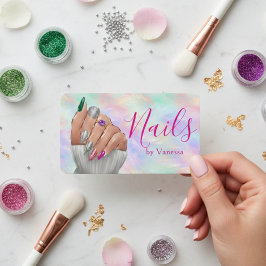 Tarjeta De Visita Chic Manicurist Artist Iridescent Opal Nail Studio