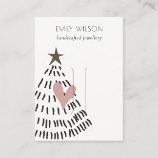 Tarjeta De Visita Chic Modern Minimal Christmas Tree Heart Hairpin