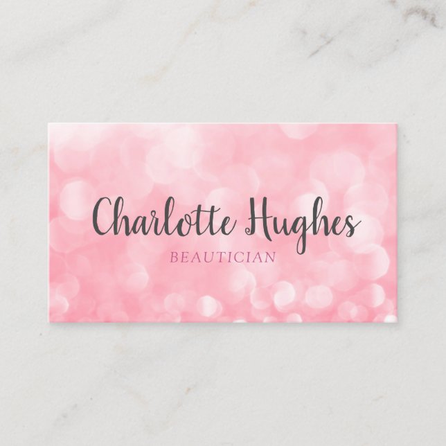 Tarjeta De Visita Chic Moderno Bokeh Rosa (Anverso)