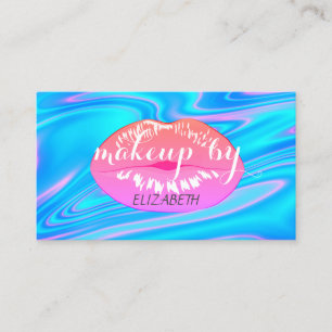 Tarjeta De Visita Chic Moderno Femenino Labios Rosados Holográfico