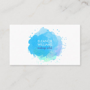 Tarjeta De Visita Chic Moderno Mancha de Acuarela y Azul