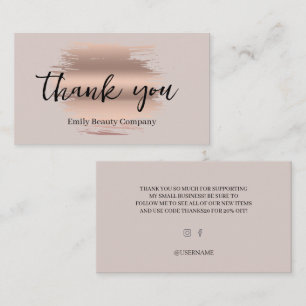 Tarjeta De Visita Chic Moderno Trazo de Pincel Pequeño Gracias