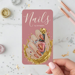 Tarjeta De Visita Chic Nail Art Studio Manicurist Artist Blush Pink