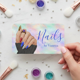 Tarjeta De Visita Chic Nail Salon Manicurist Artist Iridescent Opal