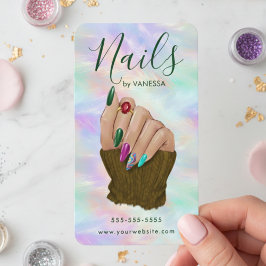 Tarjeta De Visita Chic Nail Salon Manicurist Artist Stylish Opal