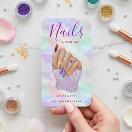 Tarjeta De Visita Chic Opal Manicurist Artist Stylish Nail Studio