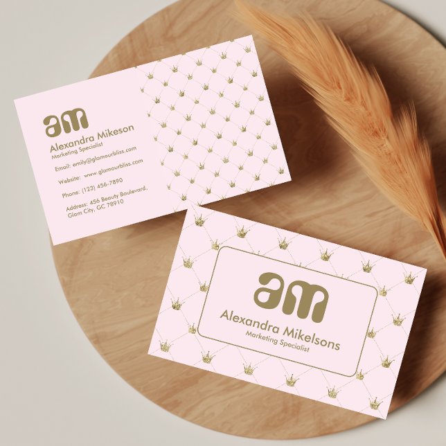 Tarjeta De Visita Chic Pink Crown Luxury (Subido por el creador)