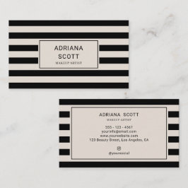 Tarjeta De Visita Chic Profesional de la Belleza con Raya Negra
