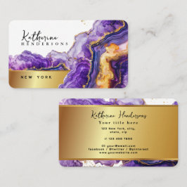 Tarjeta De Visita Chic Purple Agate gold glitter marble Professional