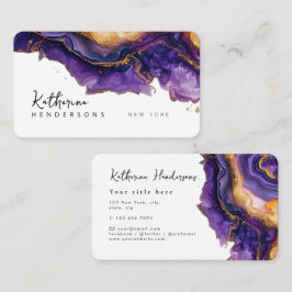 Tarjeta De Visita Chic Purple Agate gold glitter marble Professional