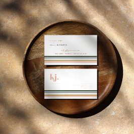 Tarjeta De Visita Chic Retro Rayas Monograma Agradecimiento Empresar