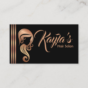 Tarjeta De Visita Chic Rosa Dorado Rosa Belleza Chica Peinado Maquil