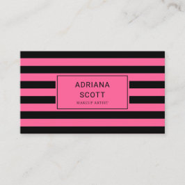 Tarjeta De Visita Chic rosa raya negra Belleza Profesional