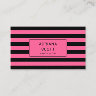 Tarjeta De Visita Chic rosa raya negra Belleza Profesional
