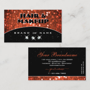 Tarjeta De Visita Chic Salmón Naranja Brillante Destello Glitter