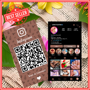 Tarjeta De Visita Chic Terracotta Salón de Uñas Instagram QR