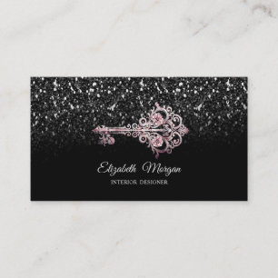 Tarjeta De Visita Chic Vintage Kay Negro Lentejuelas