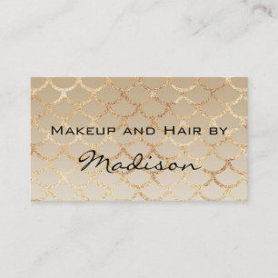 Tarjeta De Visita Chic y Glam Gold Sirena Brillo Maquilladora
