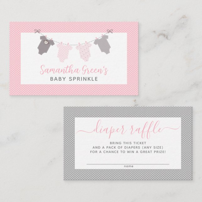Tarjeta De Visita Chica Clothesline boletos para rifa de pañales (Anverso / Reverso)