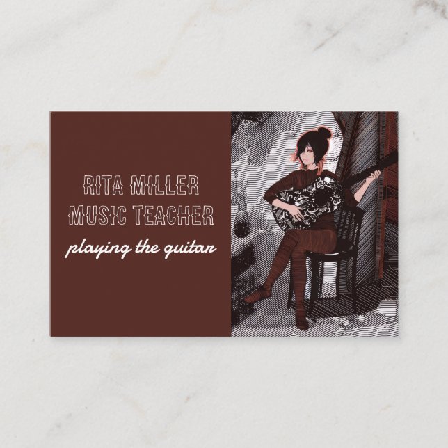 Tarjeta De Visita Chica con guitarra (Anverso)
