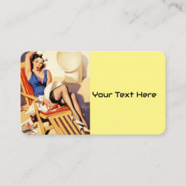 Tarjeta De Visita Chica de anclaje retro de barco de crucero Elvgren