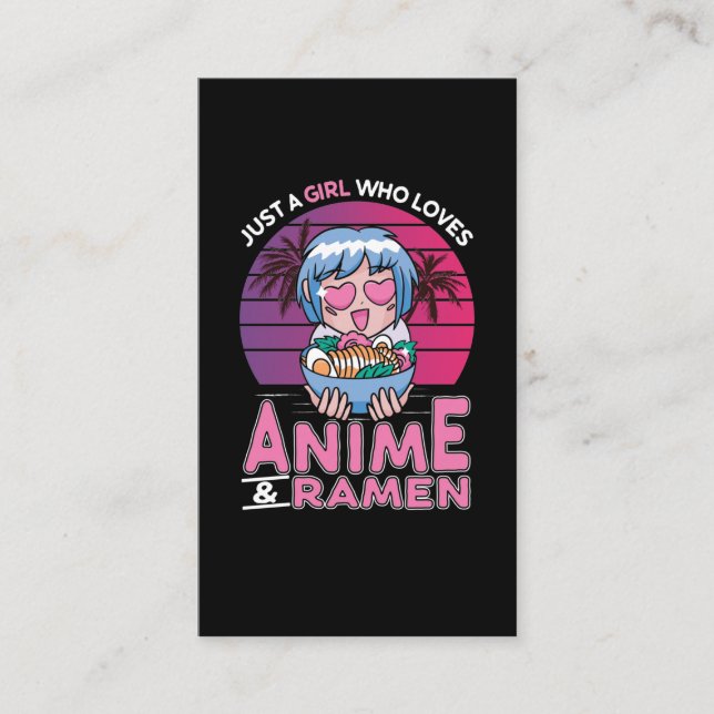 Tarjeta De Visita Chica de anime y Ramen Otaku Retro Manga japonesa (Anverso)