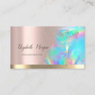 Tarjeta De Visita Chica de árbol elegante Silhouette Holographic Ros