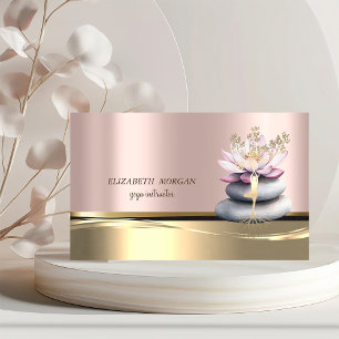 Tarjeta De Visita Chica de árbol Silhouette Lotus Zen Stones Rosa Go