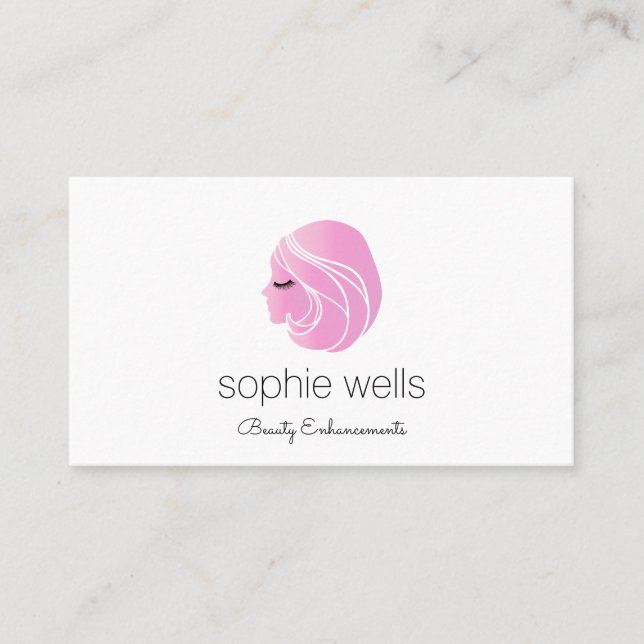 Tarjeta De Visita Chica De Belleza De Cute Pink EyeLash (Anverso)