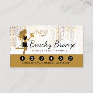 Tarjeta De Visita Chica De Belleza Oro Bronce Rain Patrón de rociado
