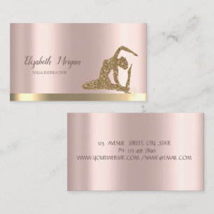Tarjeta De Visita Chica de brillo dorado Rosa Dorado Yoga