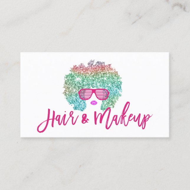 Tarjeta De Visita Chica de cabello arcoiris afro gafas de sol Estili (Anverso)