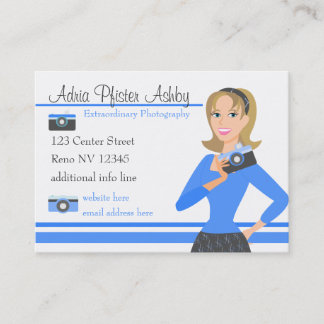 Tarjeta De Visita Chica de cámara-azul