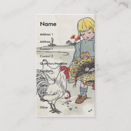 Tarjeta De Visita Chica de cosecha con pollo