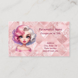Tarjeta De Visita Chica de glamour retro belleza Personalizado aguda