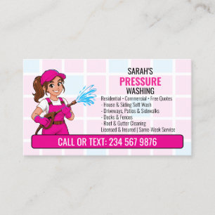 Tarjeta De Visita Chica de lavado a presión rosa QR Power Wash