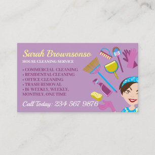 Tarjeta De Visita Chica de Lilac Janitorial Glove Apron Maid